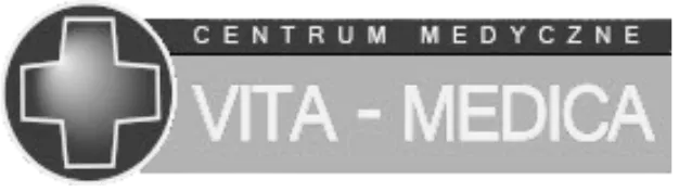 Logo centrum medyczne Vita-Medica with a medical cross symbol.