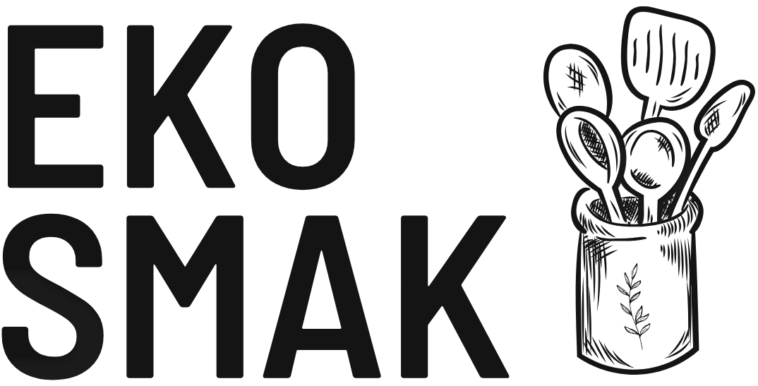 Logo sklepu z napisem EKO SMAK i rysunkiem słoika z pięcioma drewnianymi łyżkami.