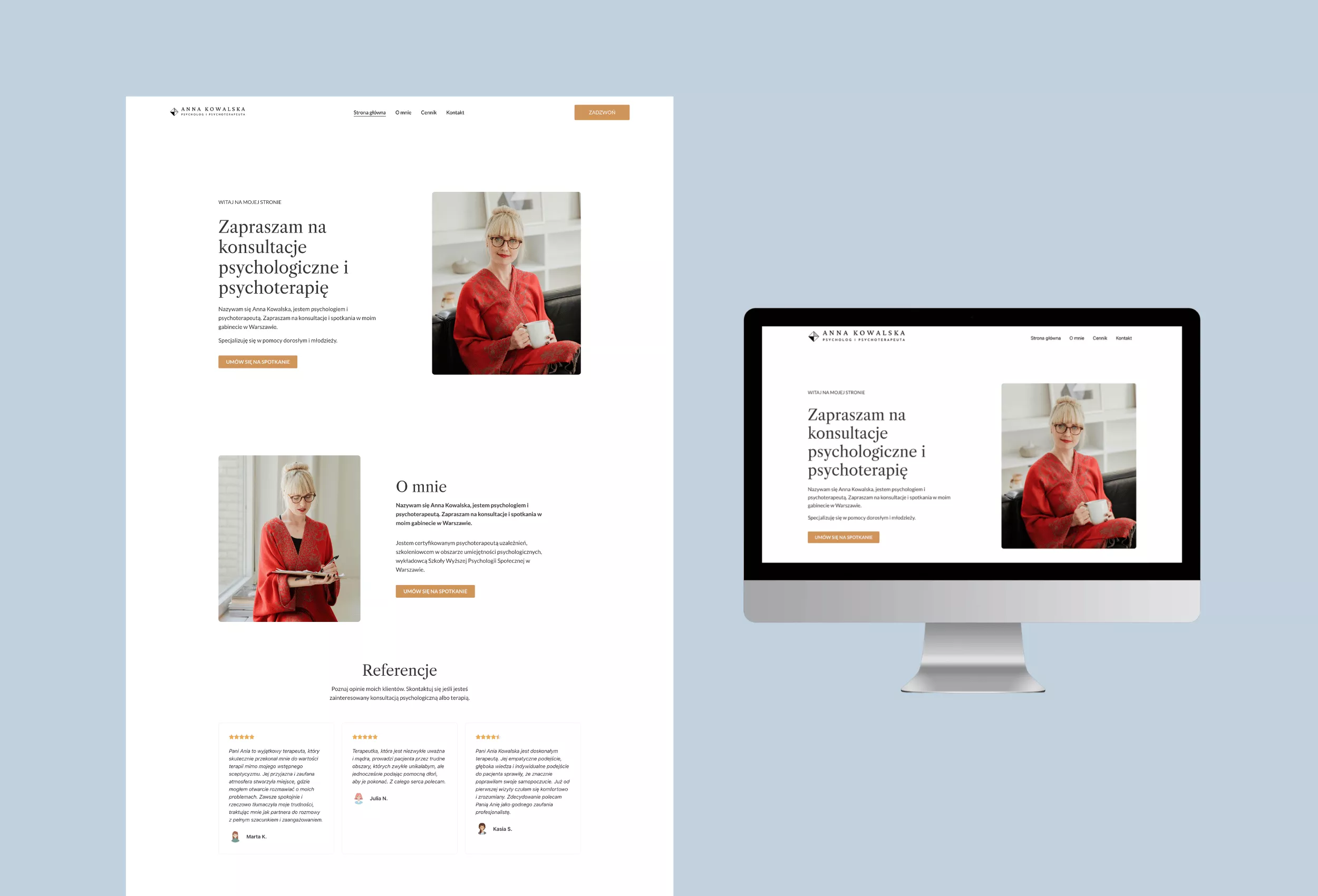 Projekt strony internetowej psychologa Anny Kowalskiej