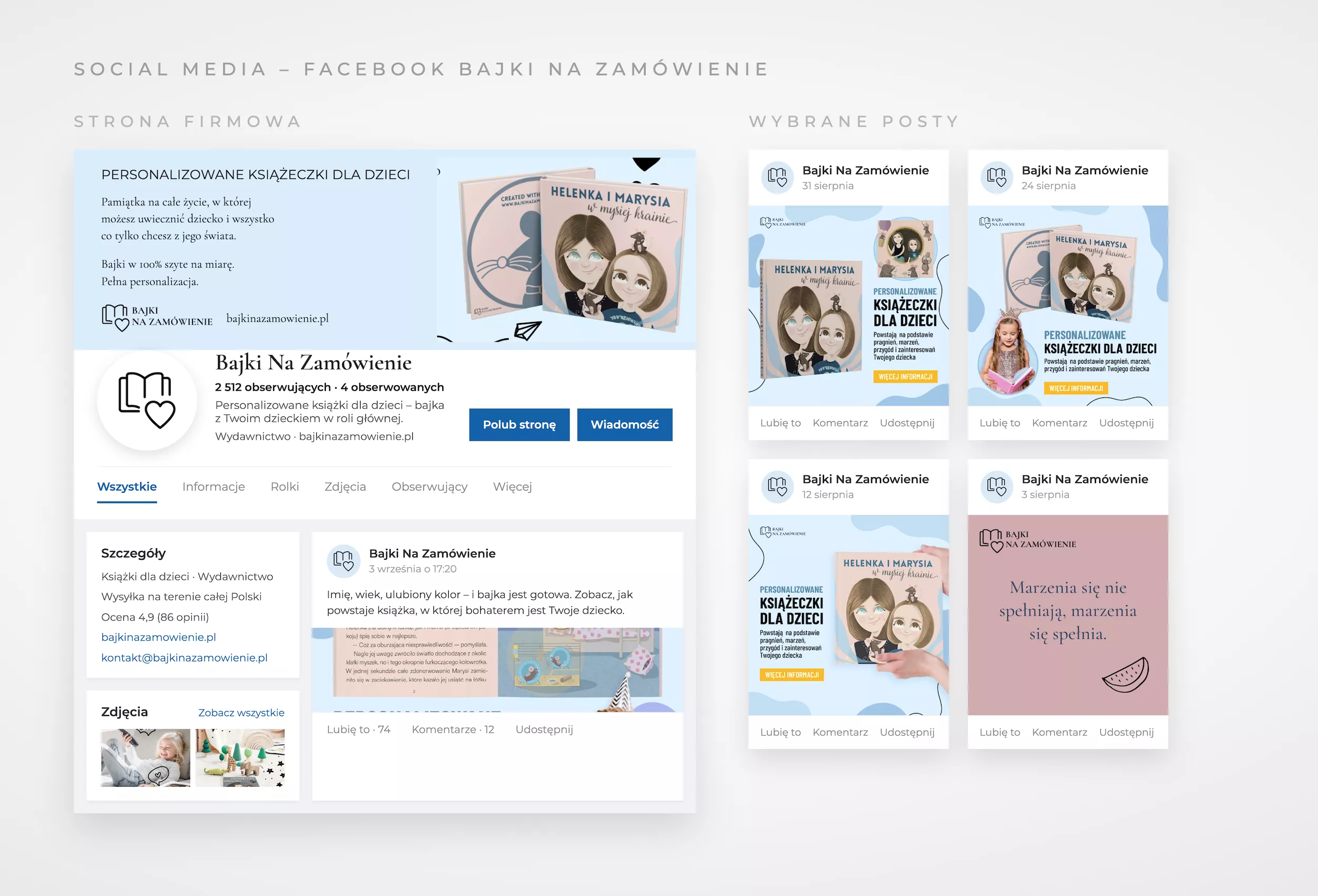 Prowadzenie social media marki Bajki Na Zamówienie