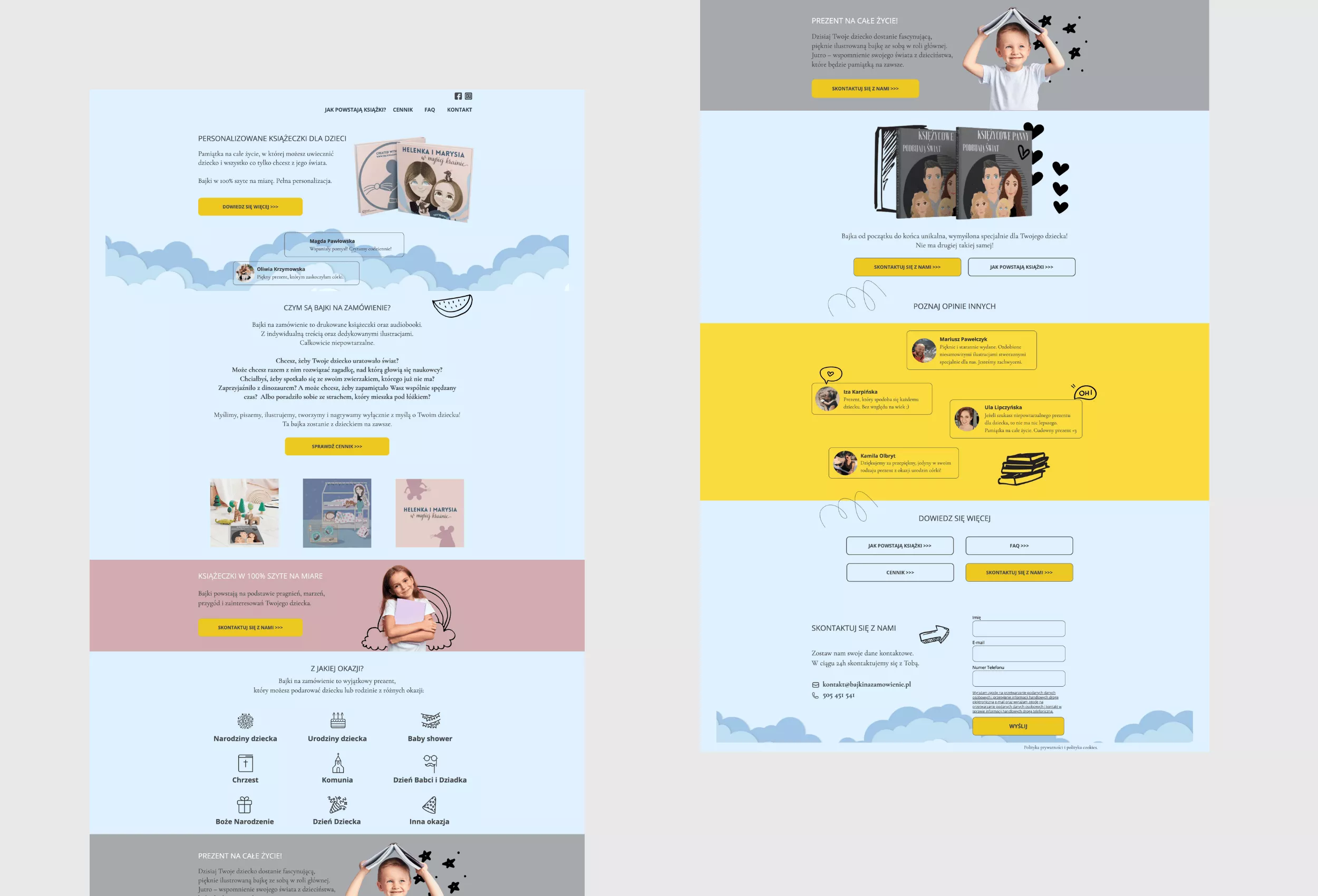 Projekt strony internetowej marki Bajki Na Zamówienie