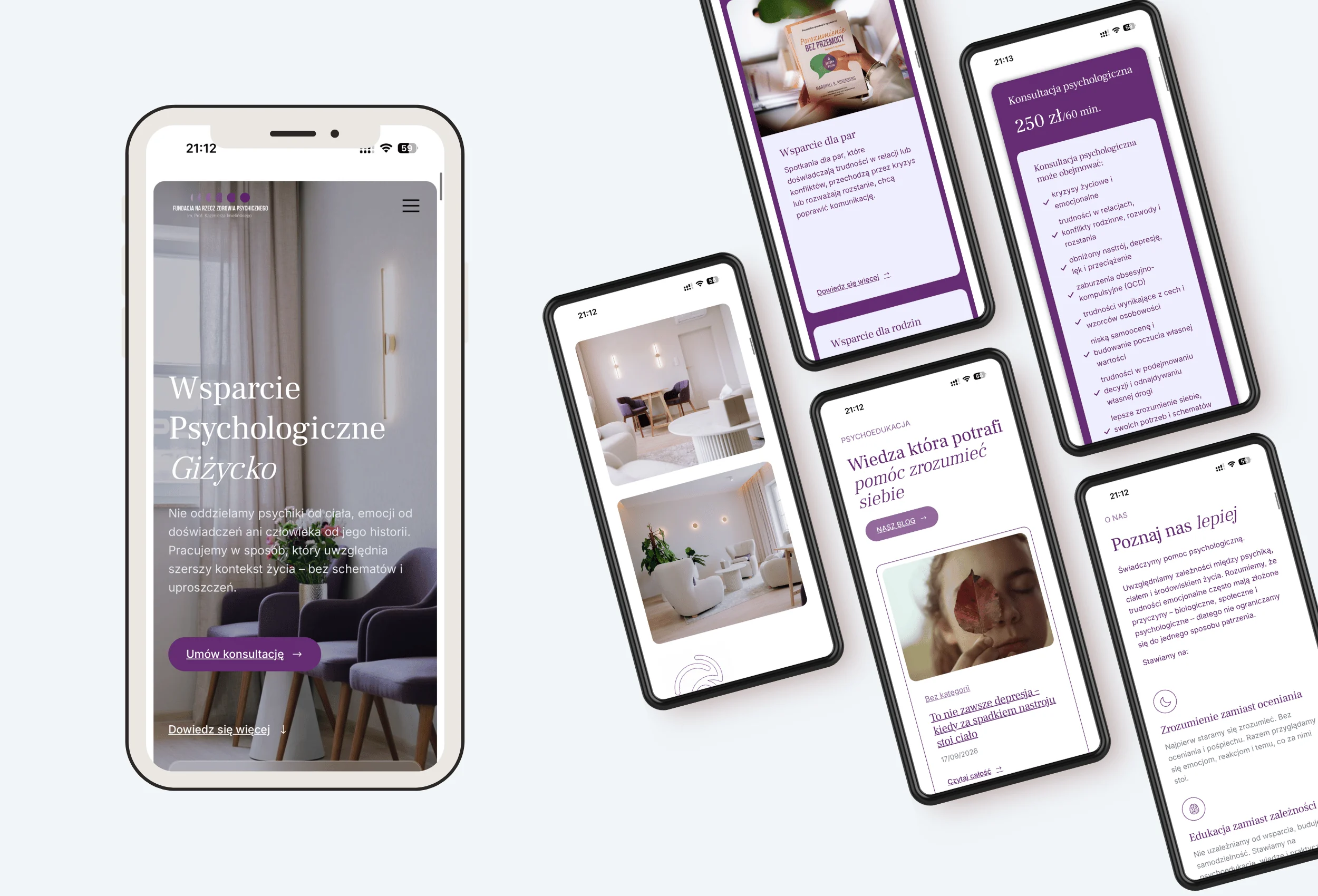 mobilna wersja strony internetowej dla psychologa terapeuty