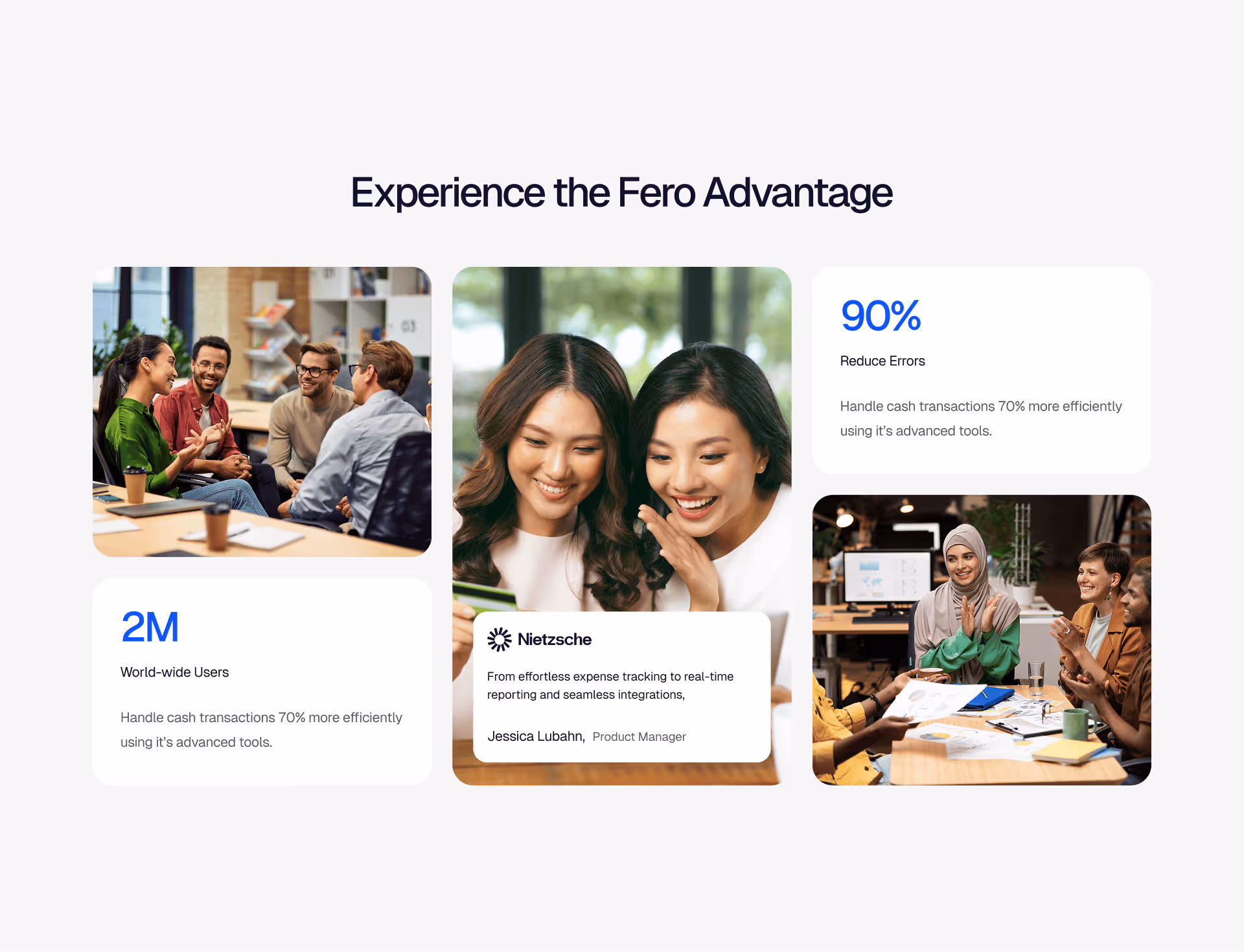 SaaS landing page design for Fero, features section