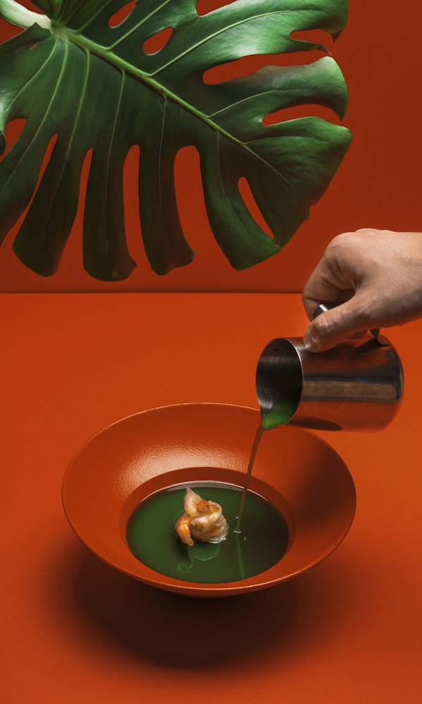 red ceramic bowl