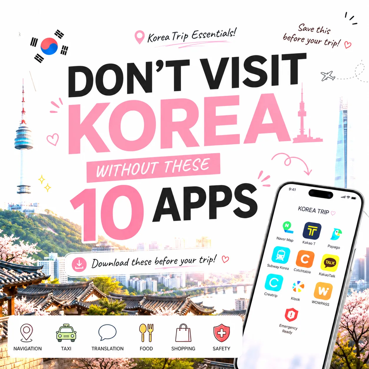 Ten essential apps to download before visiting Korea.