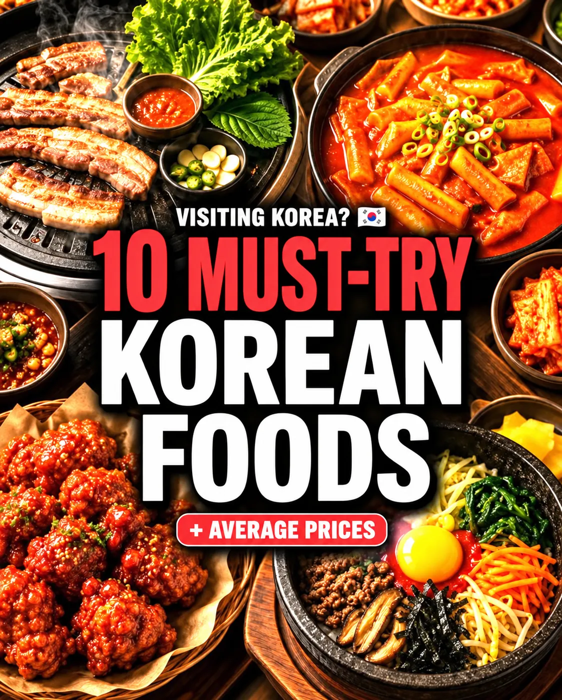 Ten must-try Korean foods, with average prices.