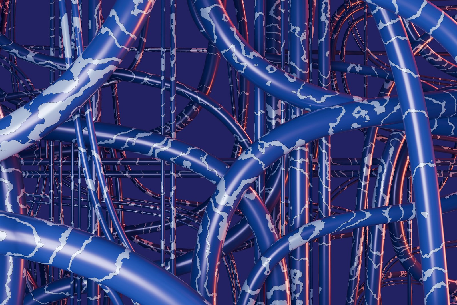 Abstract blue and white interconnected tubular network representing a unified AI automation platform linking systems and workflows