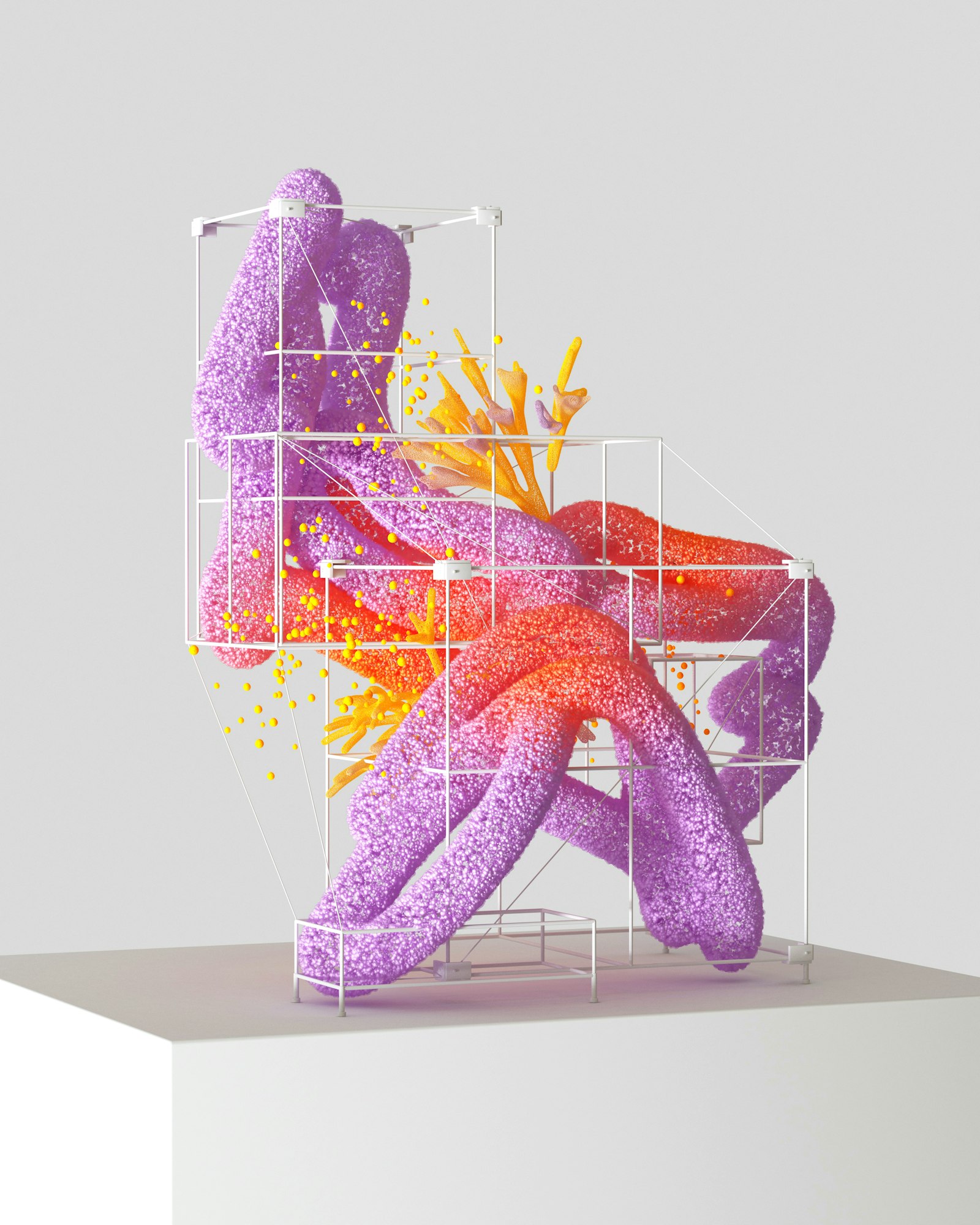 Abstract artist's illustration of artificial intelligence showing colorful interconnected shapes representing how AI agents learn and predict patterns