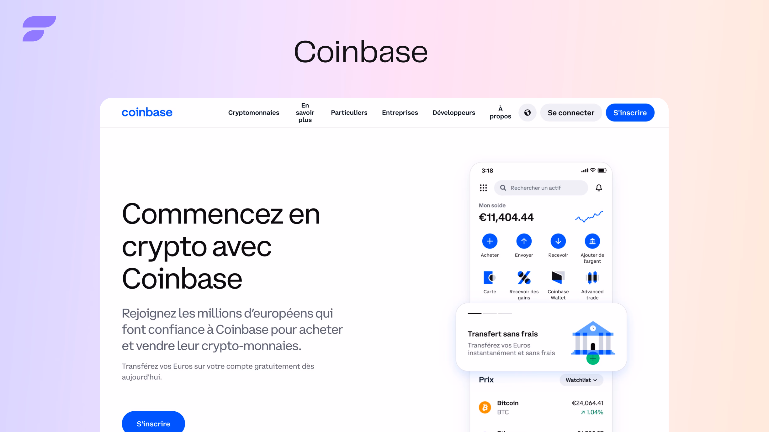 Coinbase page d accueil