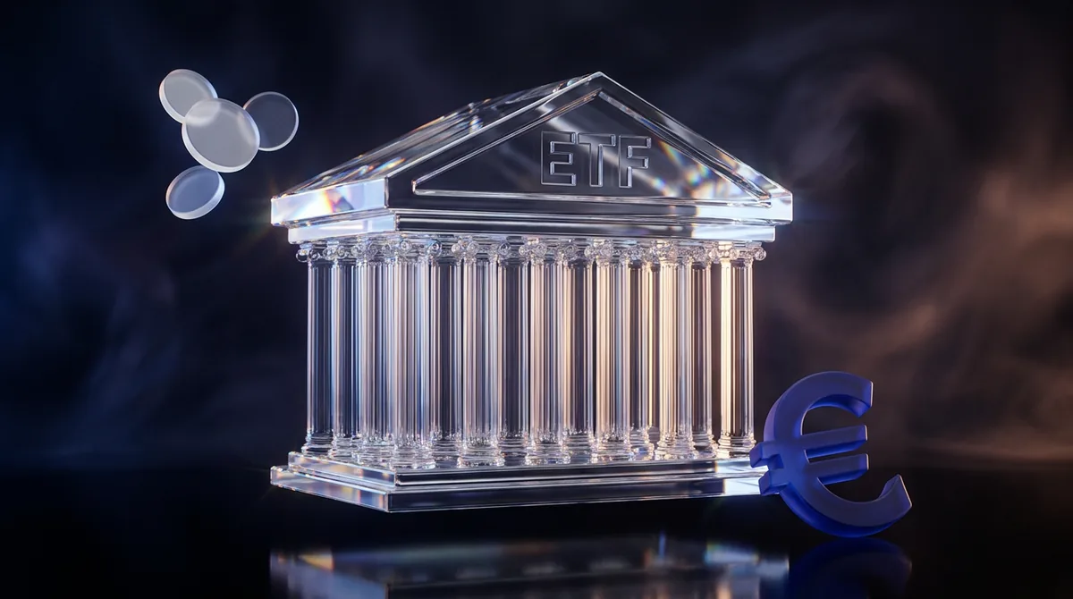 Façade d'une Bourse européenne en cristal avec inscription ETF et symbole euro, sélection d'ETF européens 2026