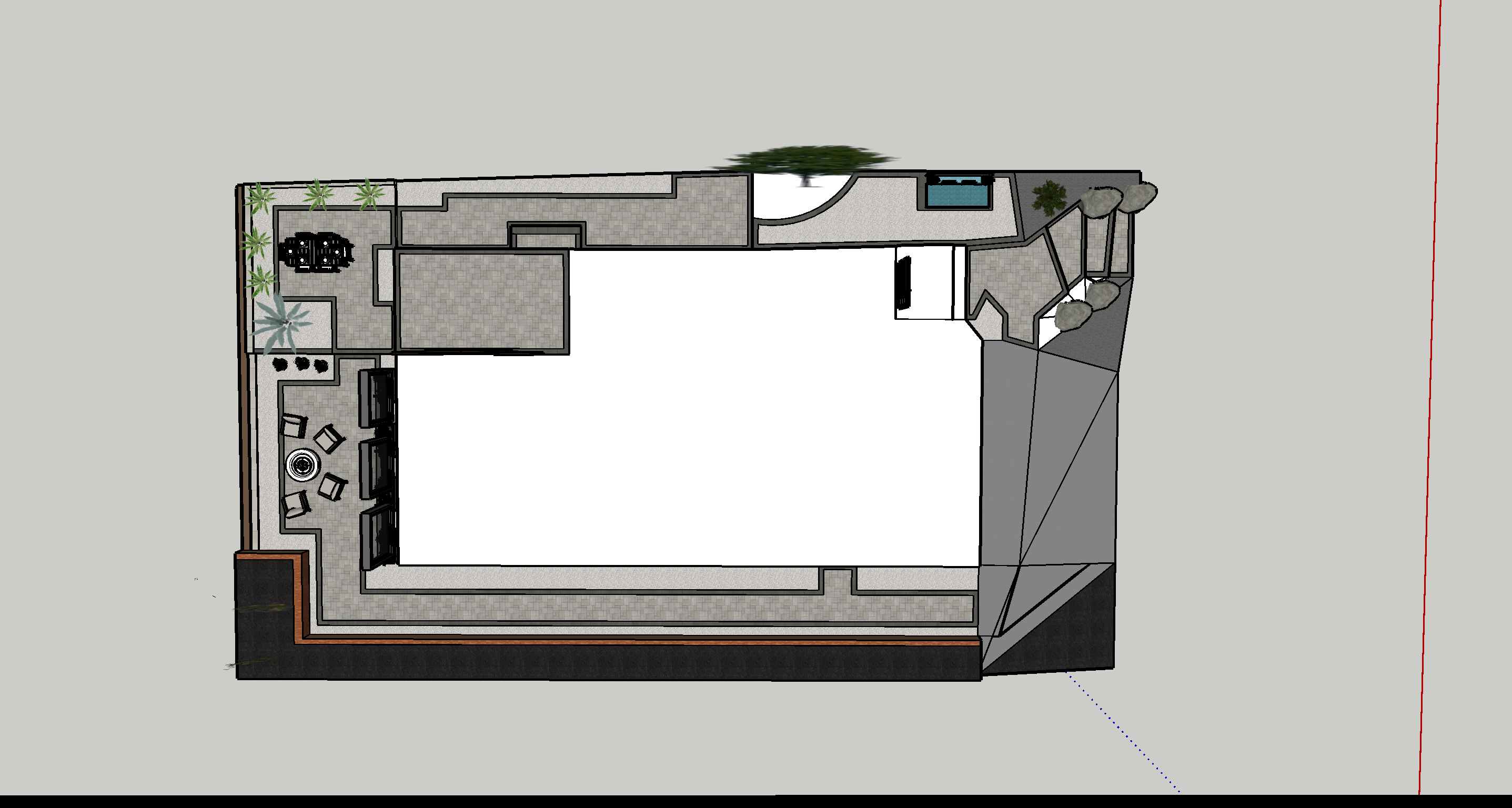 Rendering — Retaining wall detail