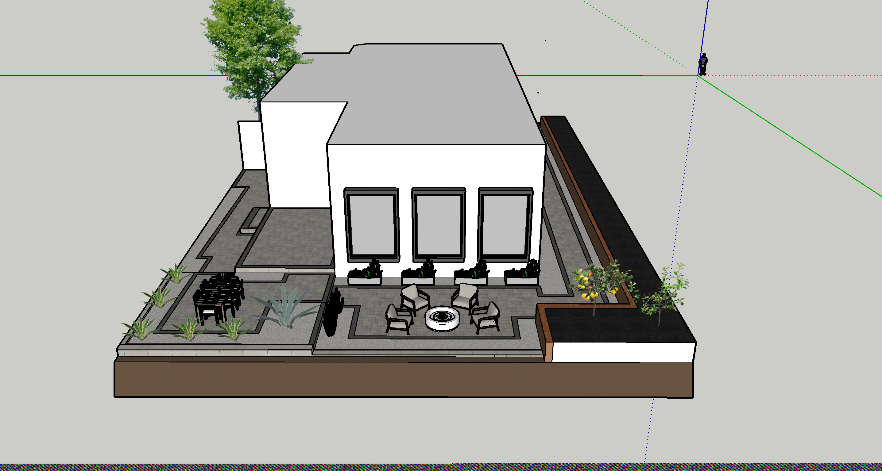 Rendering — Elevated paver landing
