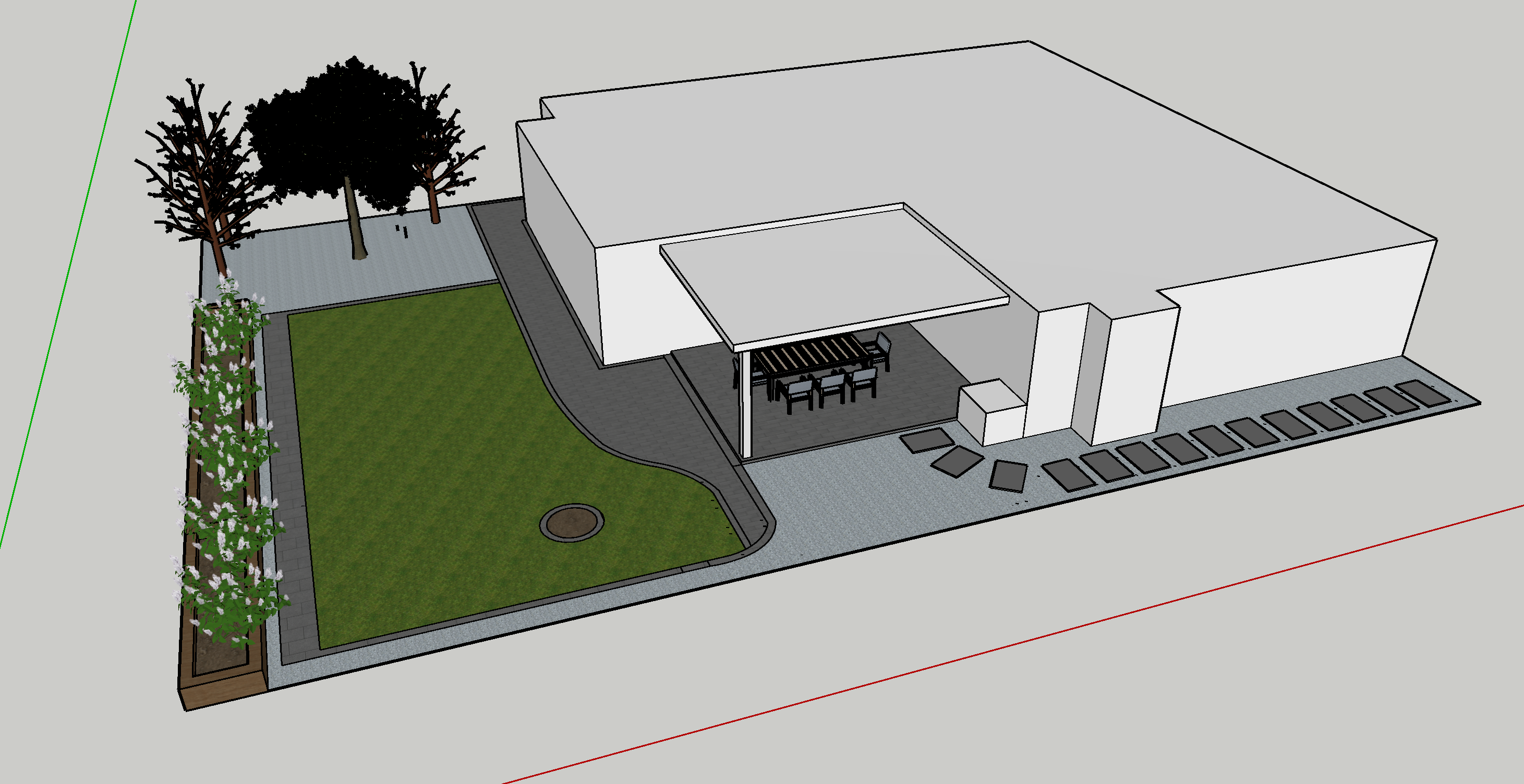 Rendering — Planter and side gate path