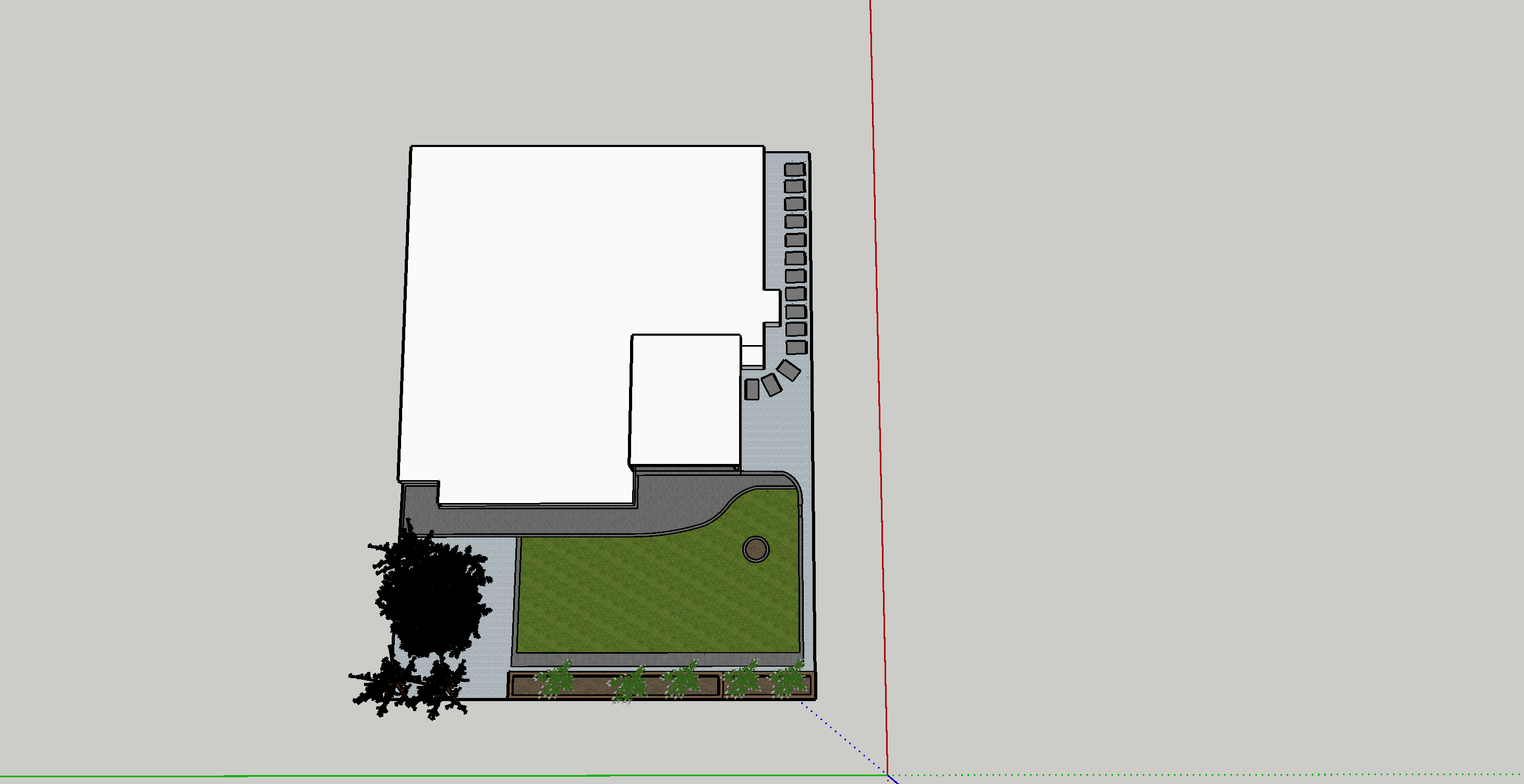 Rendering — Paver path and turf