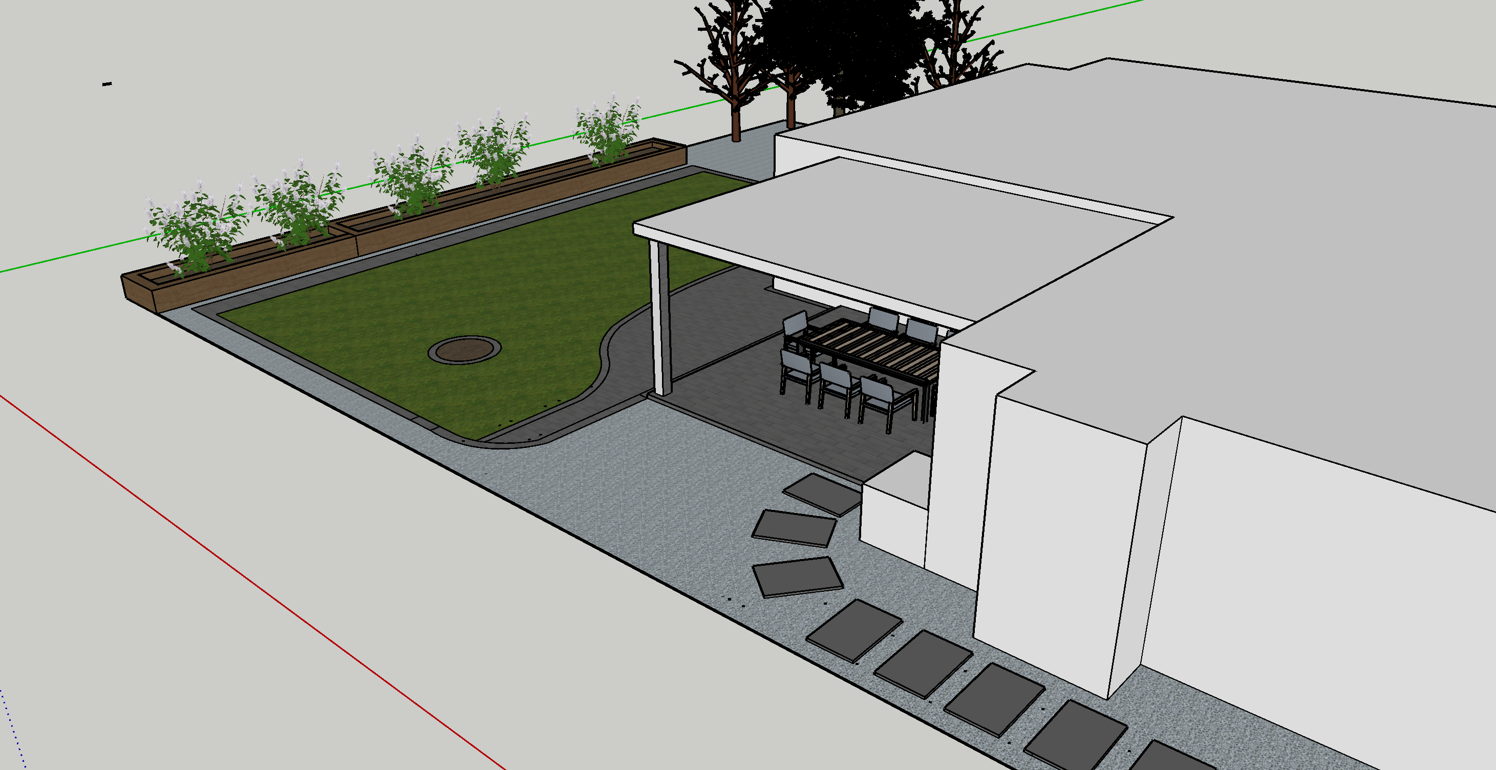 Rendering — Step stones and water feature area