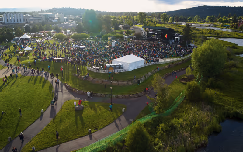 Aerial photo of venue when is was Les Schwab Amphitheater