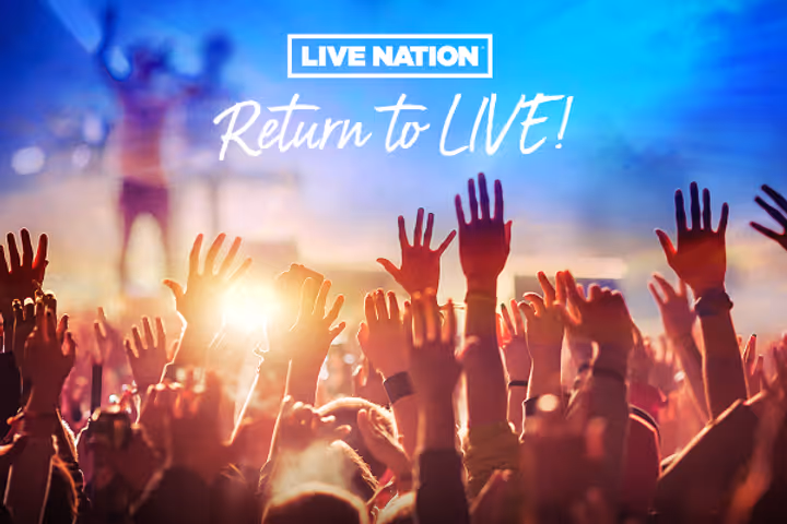 Return to Live Graphic promoting sale during 2021 concert season