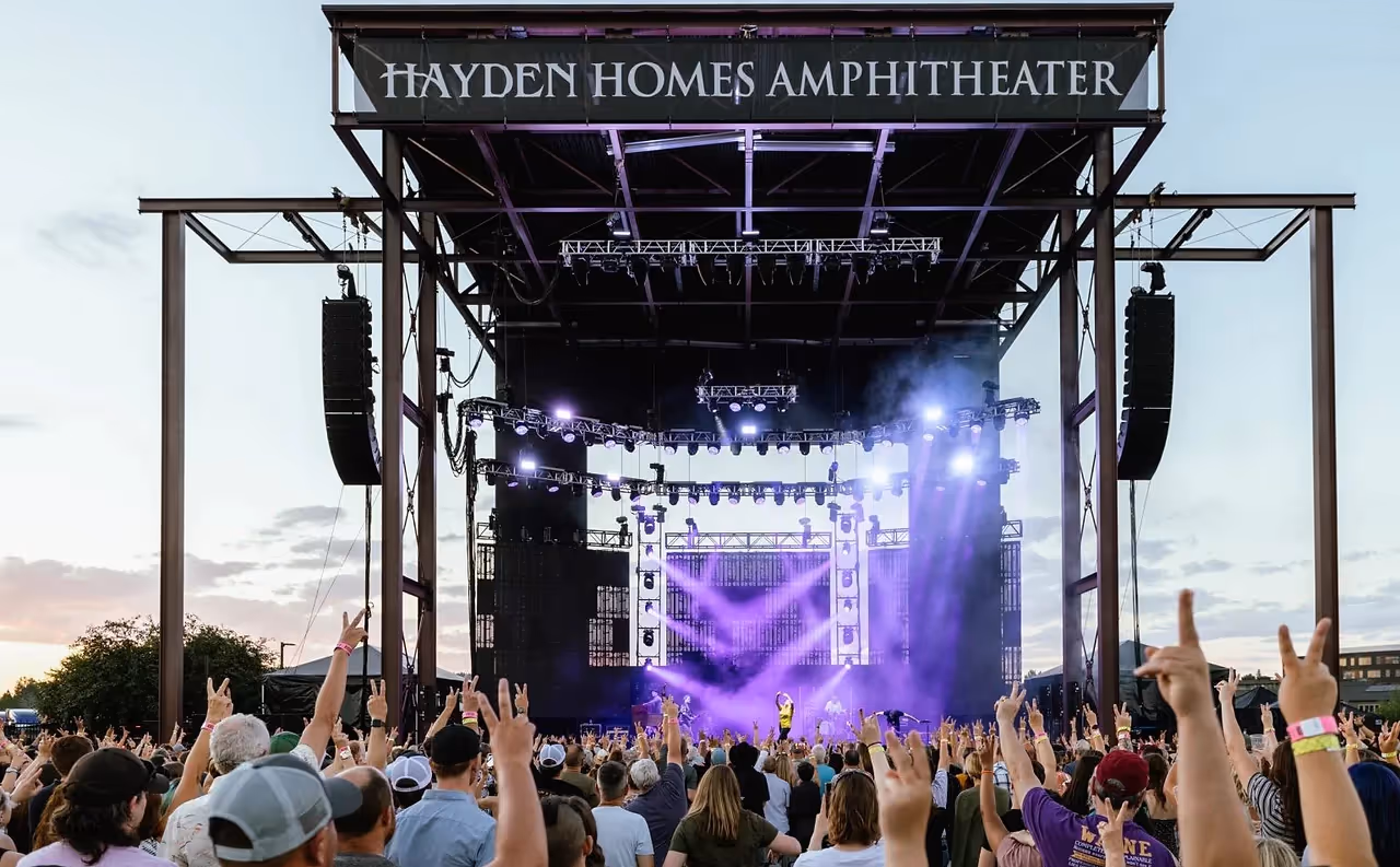 Crowd throwing up peace signs during Alanis Morissette's performance in 2022
