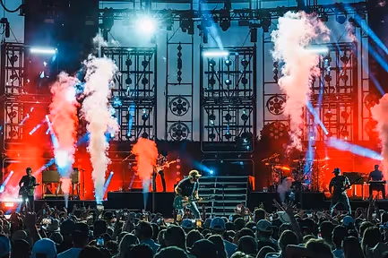 Rock star playing on stage
