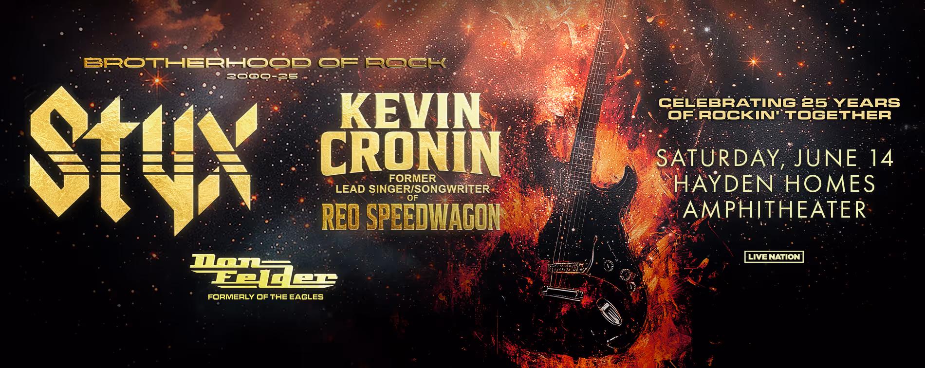 Styx & Kevin Cronin + Don Felder of the Eagles perform at Hayden Homes Amphitheater Saturday, June 14 in Bend, Oregon