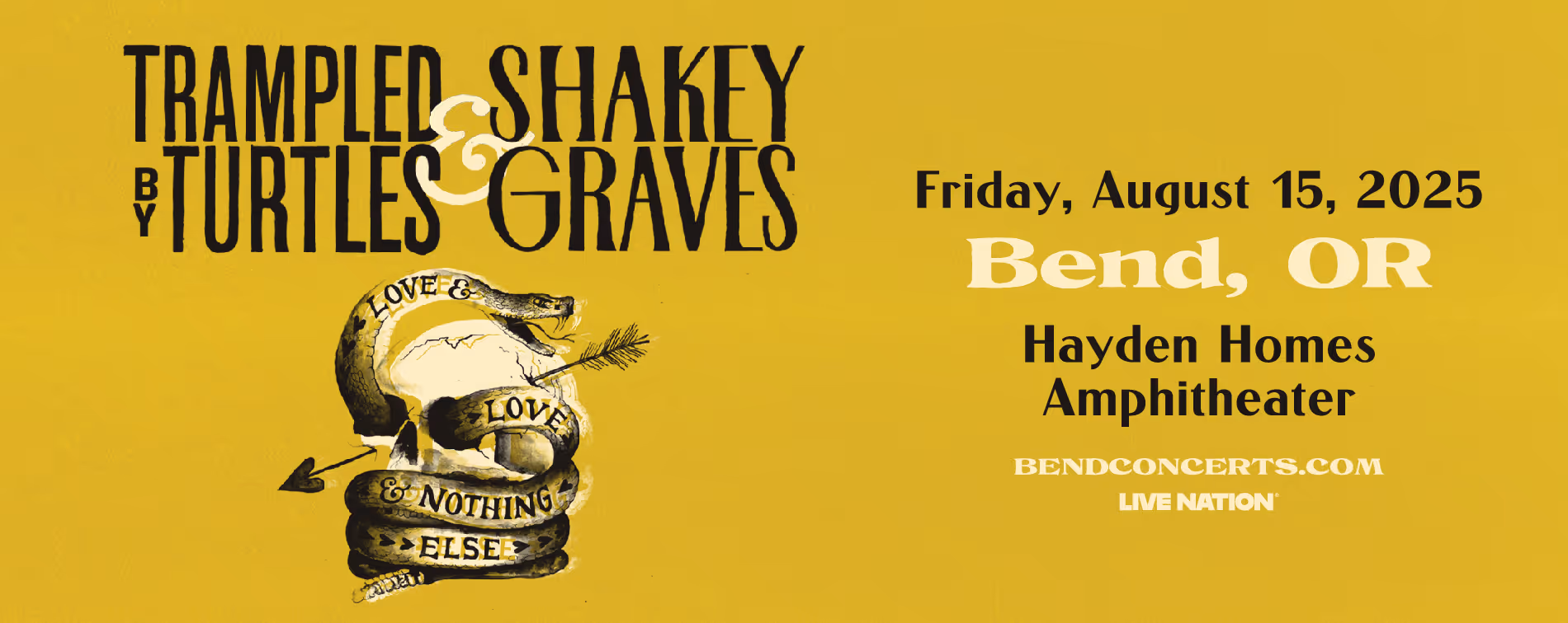Trampled by Turtles and Shakey Graves play Hayden Homes Amphitheater in Bend, Oregon August 15.