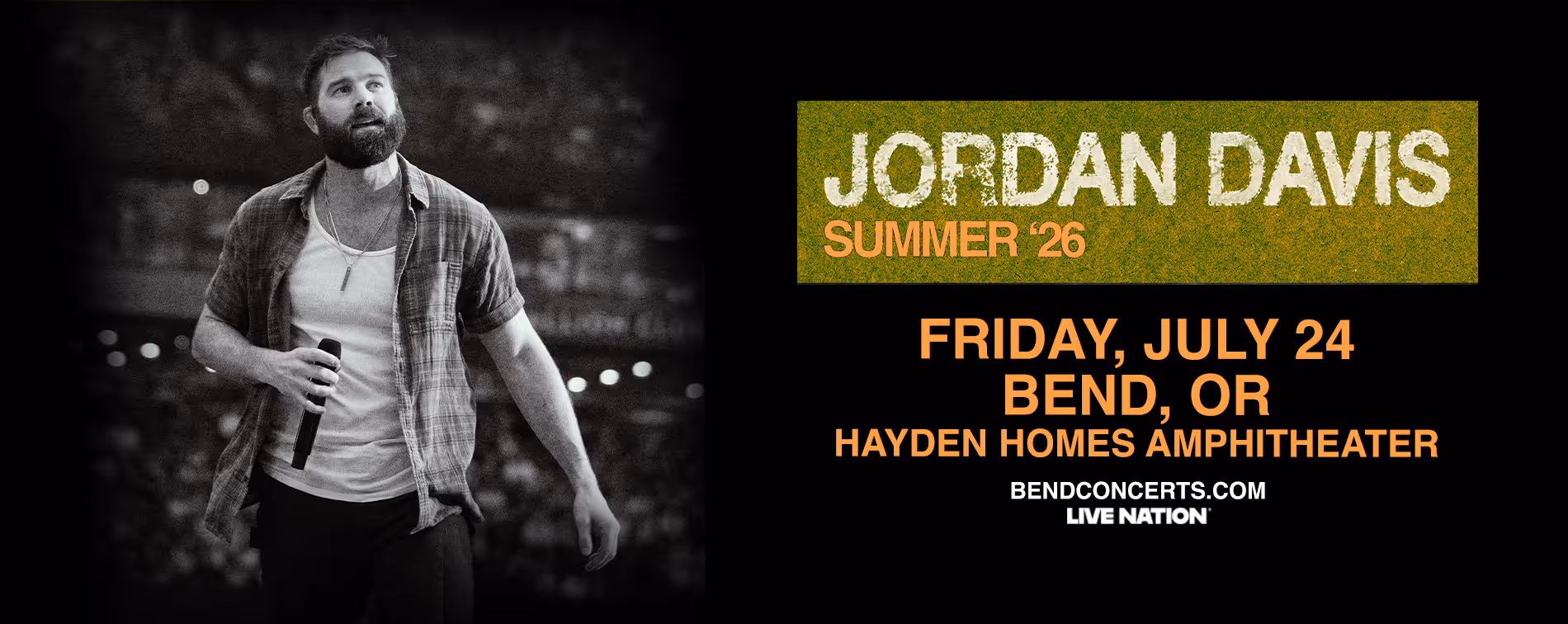 Jordan Davis performs Hayden Homes Amphitheater in Bend, Oregon July 24.
