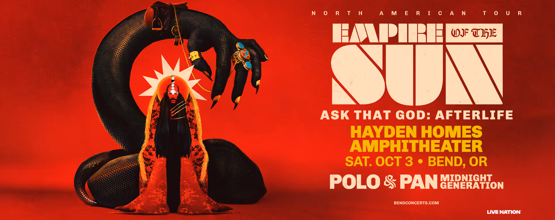 Empire of the Sun performs Hayden Homes Amphitheater in Bend, Oregon on Saturday, Oct. 3.
