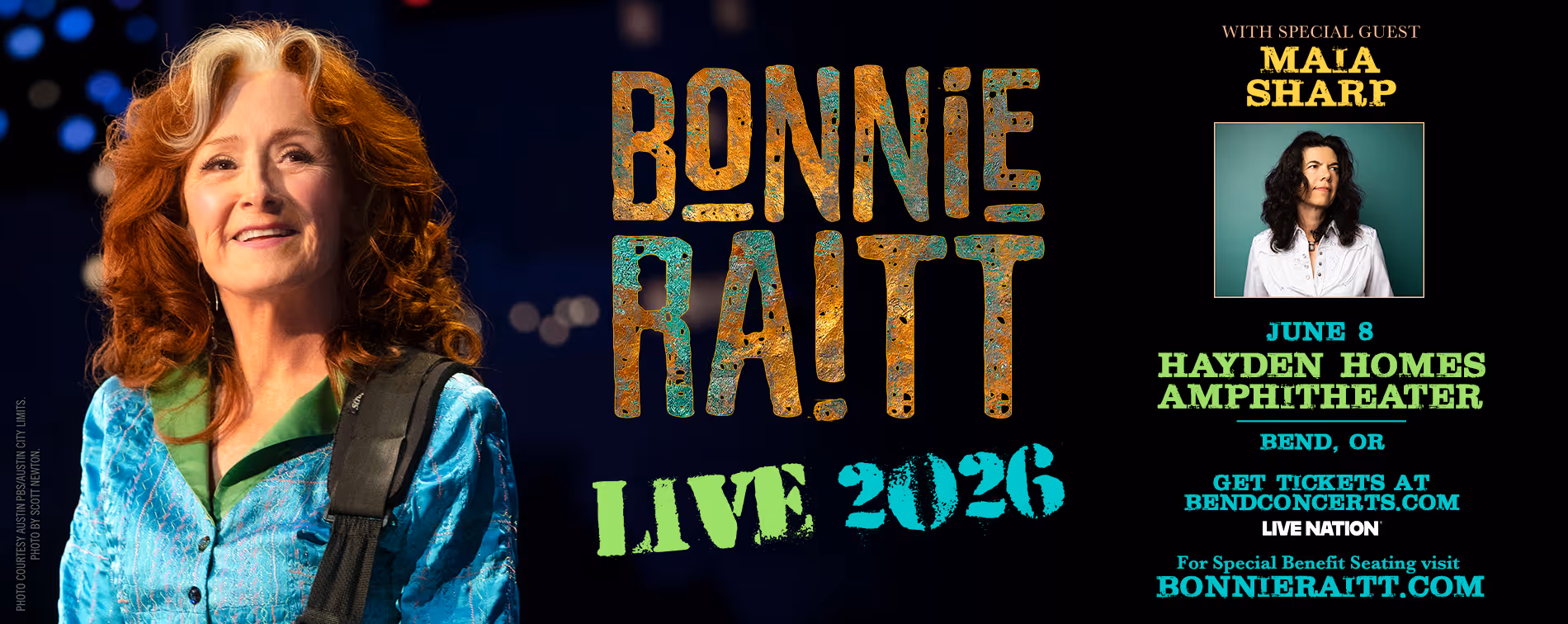 Bonnie Raitt plays Hayden Homes Amphitheater in Bend, Oregon June 8