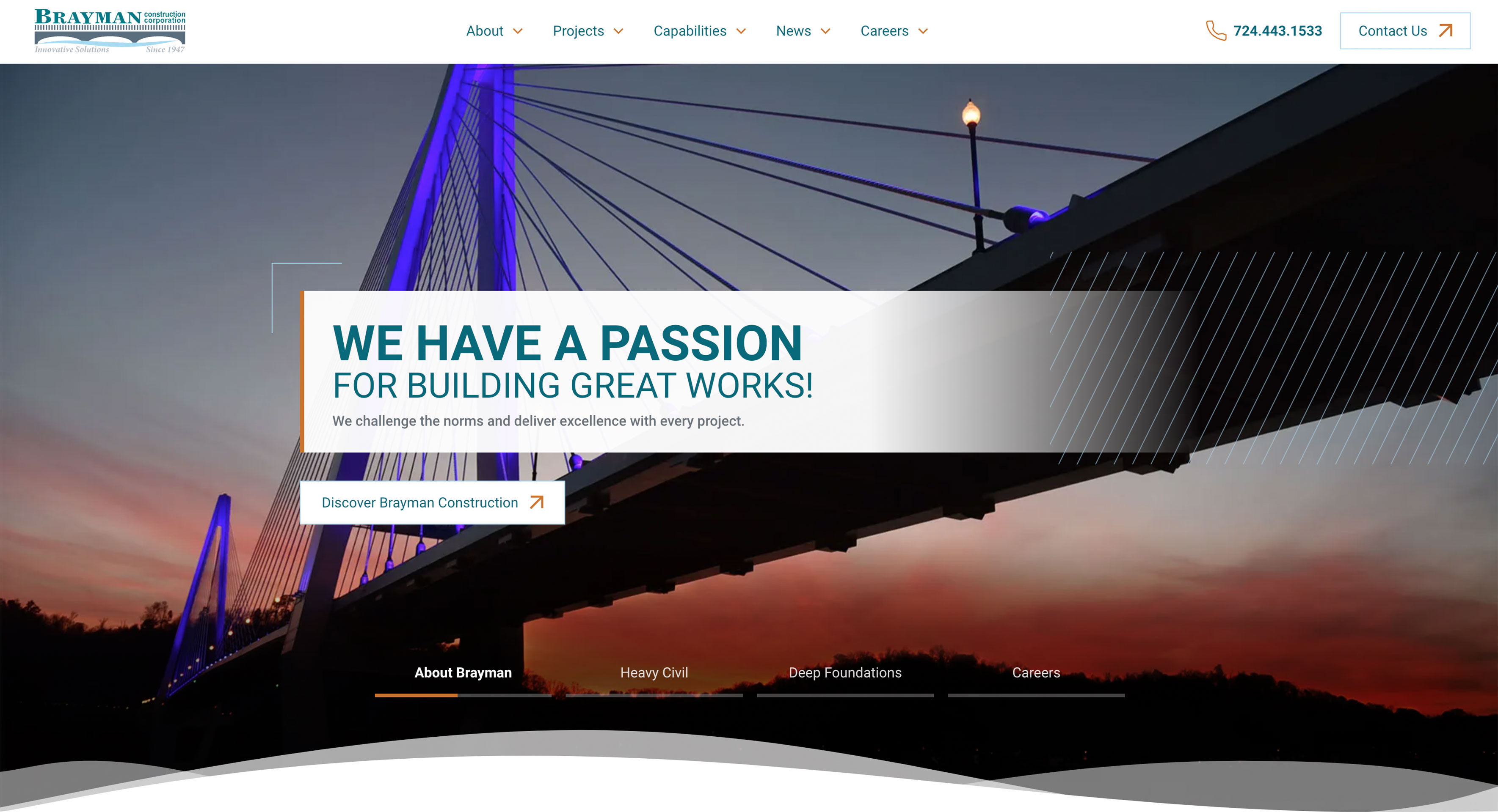Screenshot of Brayman Construction website