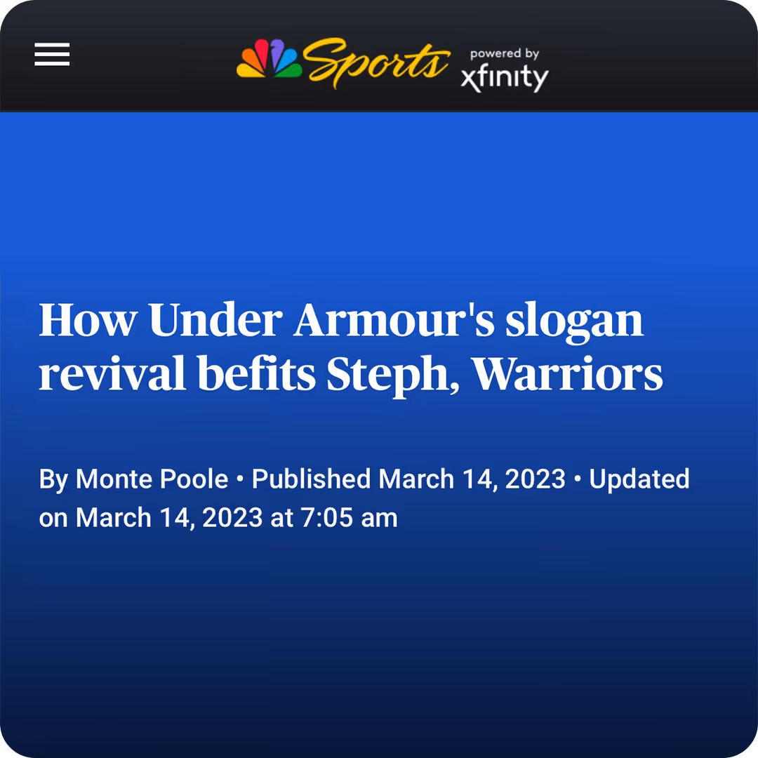 Under Armour - NBC Sports Xfinity Article