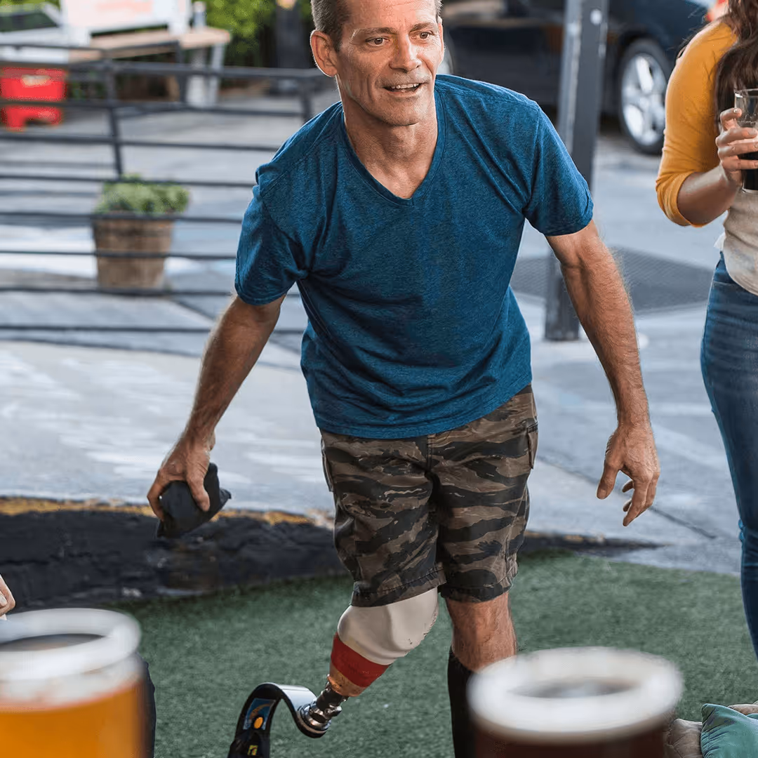 Man with a prosthetic leg