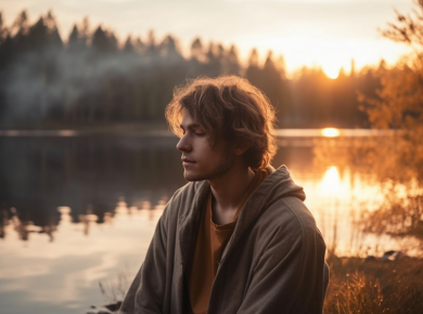 image of a speaker at a humanitarian aid fundraising event, delivering an inspiring presentation