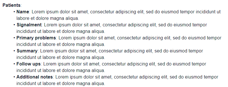 Text from a VetRec patient summary