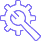 Icon of a wrench crossing a gear representing settings or maintenance.