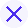 Purple circular button with a white 'X' symbol in the center indicating close or cancel.
