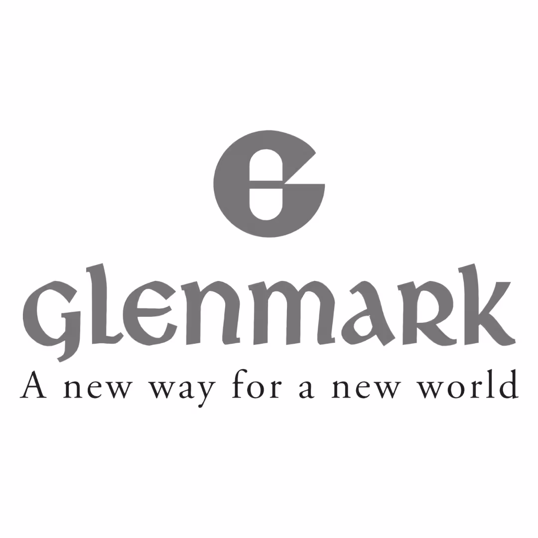 Glenmark logo with the tagline 'A new way for a new world' beneath a stylized letter G symbol.