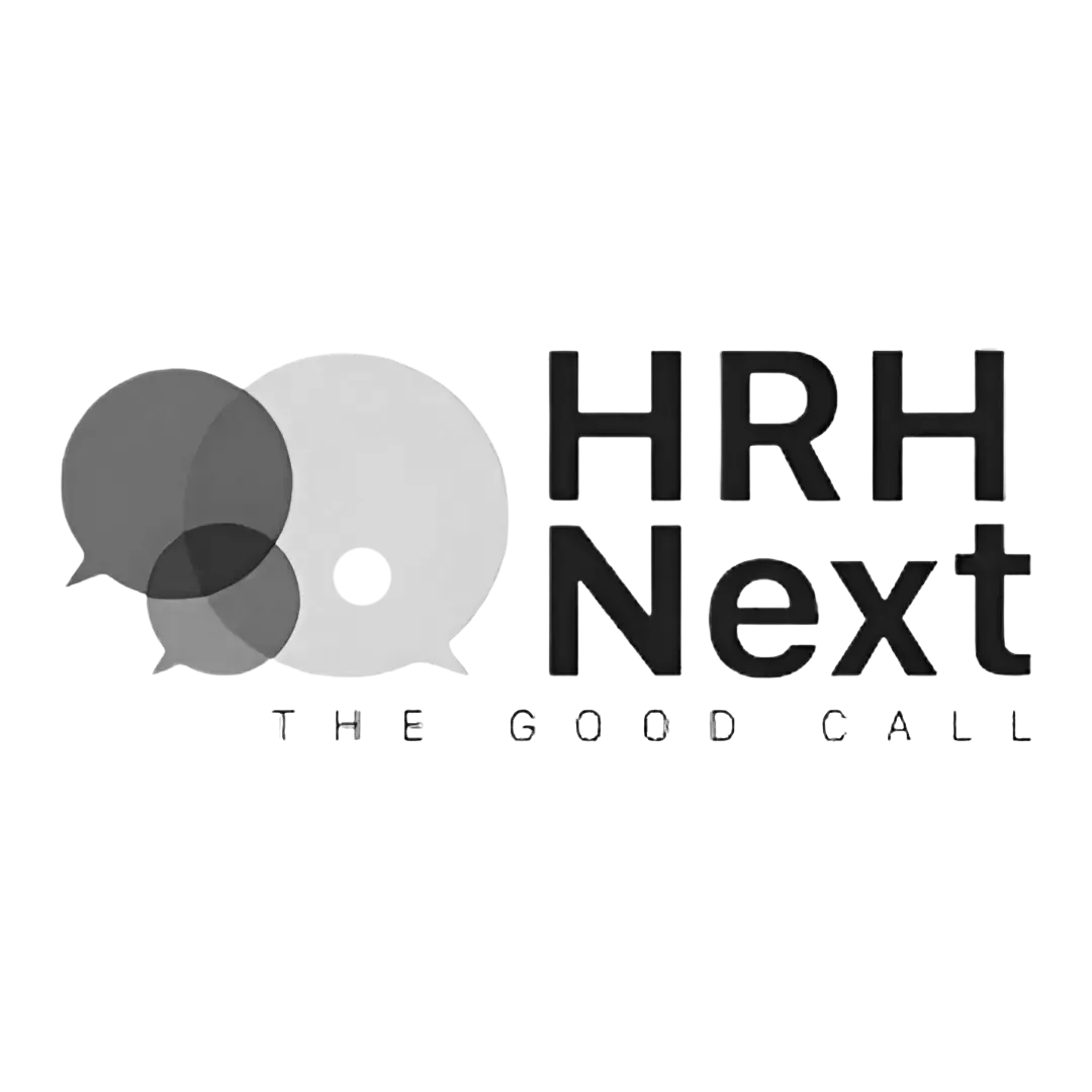 HRH Next logo with three overlapping speech bubbles and the tagline 'The Good Call'.