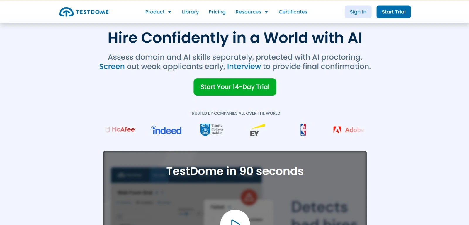 TestDome Homepage