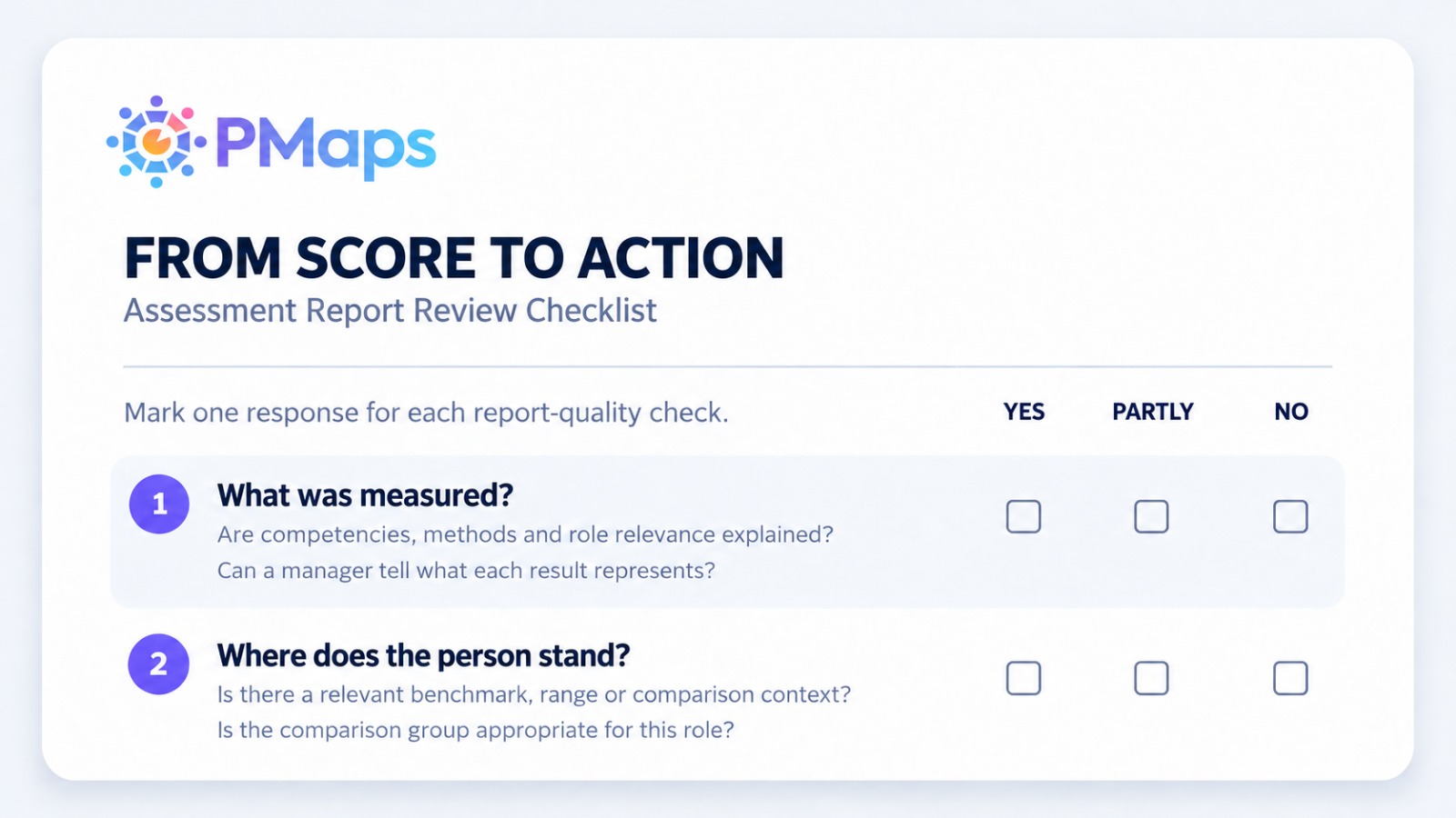 Preview of the From Score to Action one-page checklist