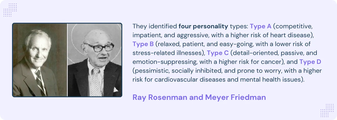 Meyer Friedman and Ray Rosenman quotes on four types of personalities