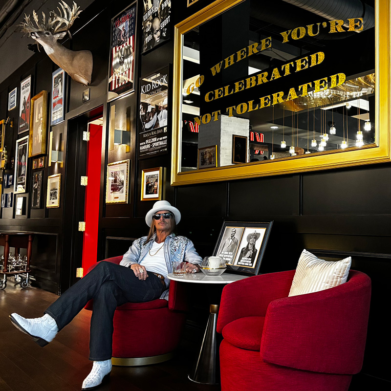 Kid Rock lounging in The Detroit Cowboy restaurant, photo credit: Ashley Hylbert