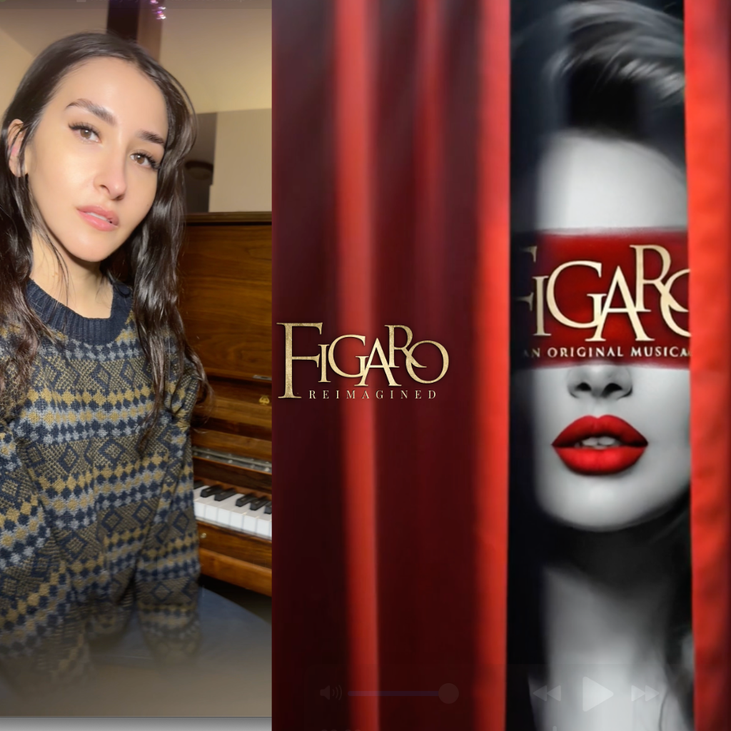 Creator Ashley Jana & the logo of Figaro: An Original Musical (Reimagined)