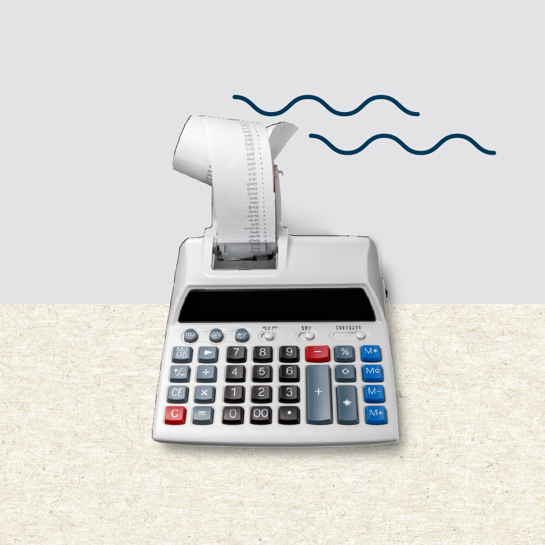 Calculadora antigua con impresión