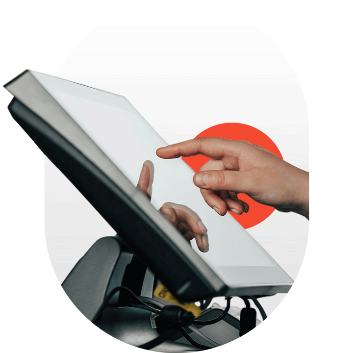 hand touching cashier device