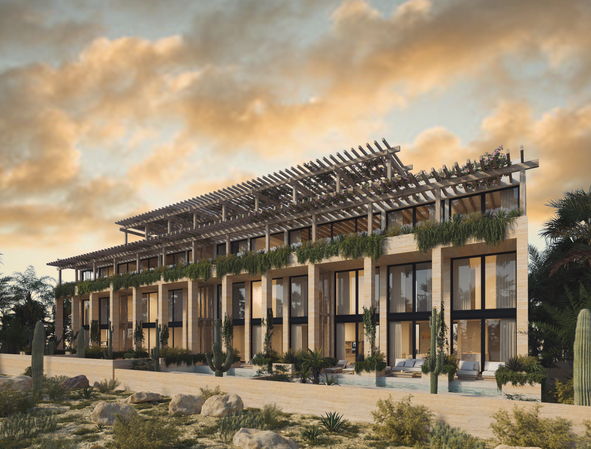 Árido Residences at golden hour