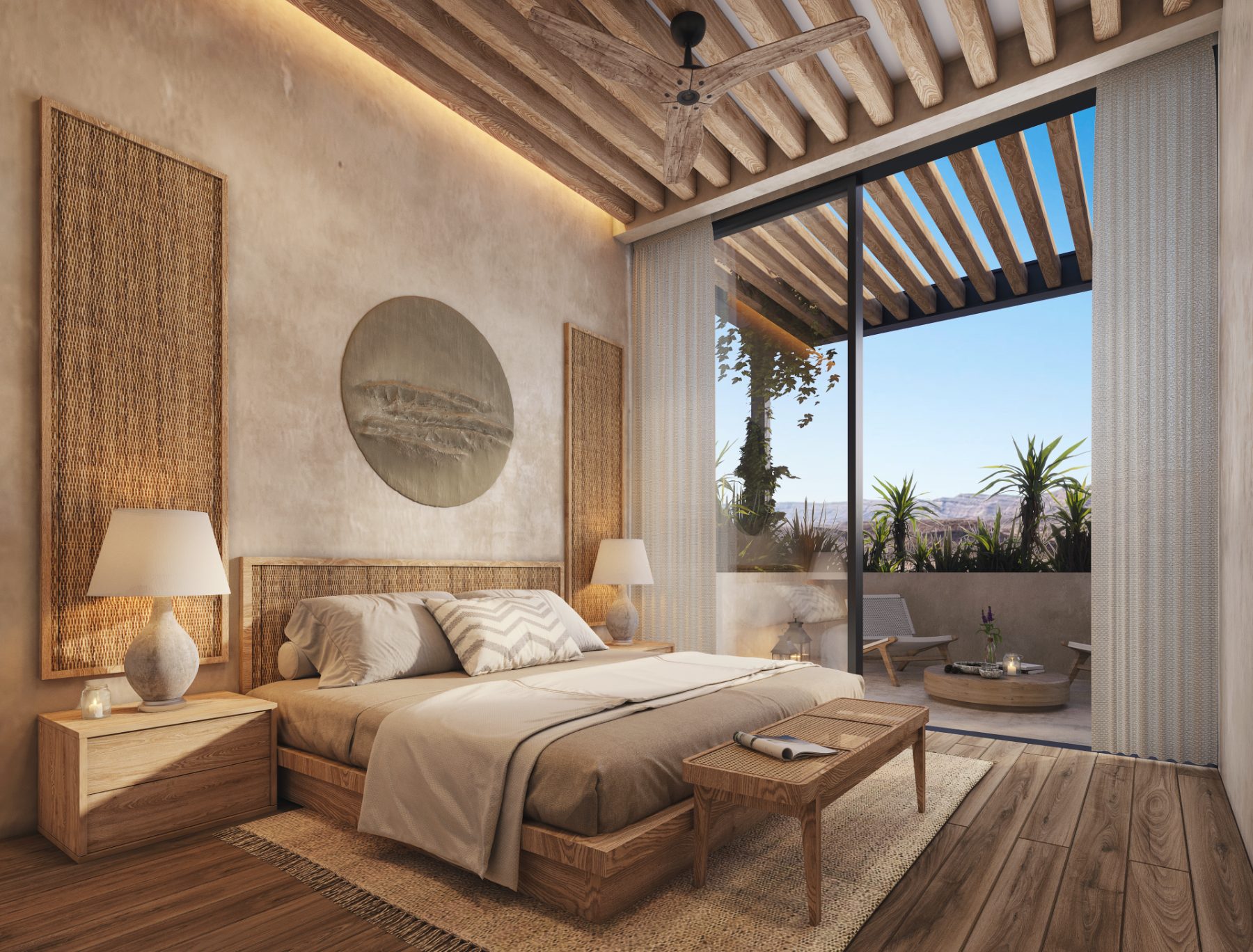 Master bedroom opening to the terrace