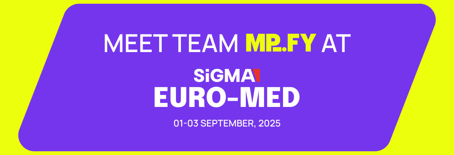 an image showing the text 'Meet team MPiFY' at the Sigma Euro-Med that will be happening from the first till the third of September, 2025. One of the leading gaming conferences in the world.