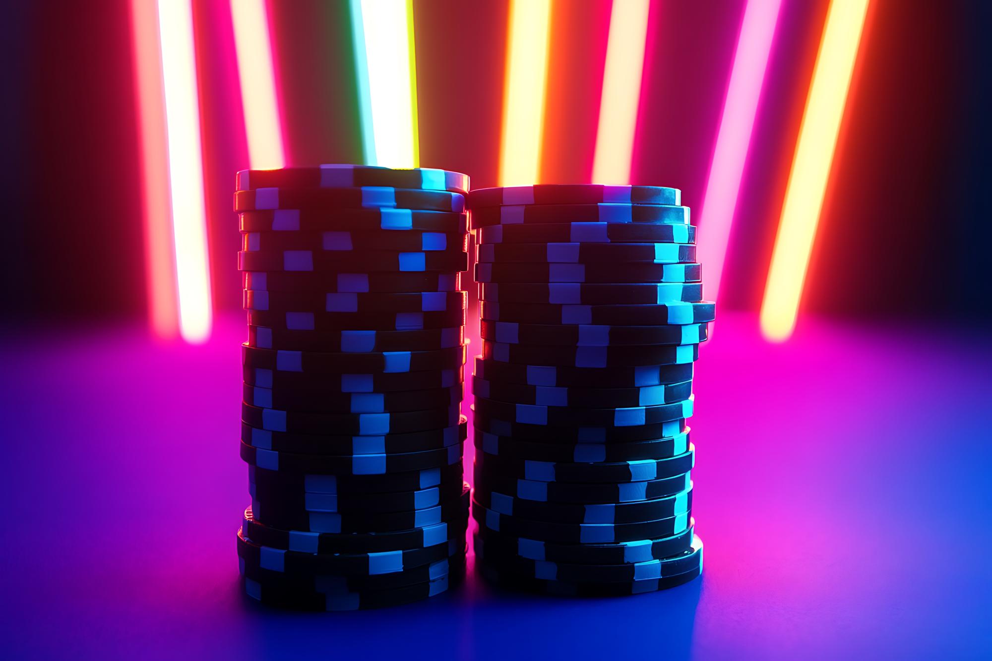 Neon-lit casino chips — MPiFY iGaming solutions