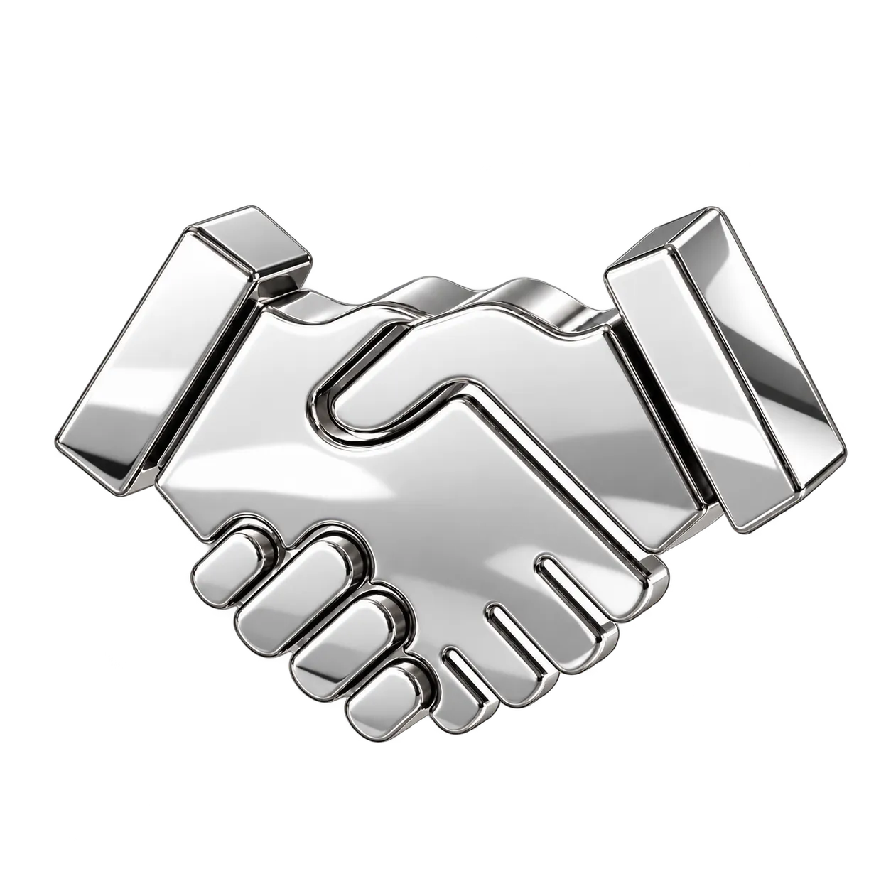 Stilisiertes Handschlag-Symbol aus poliertem Silber
