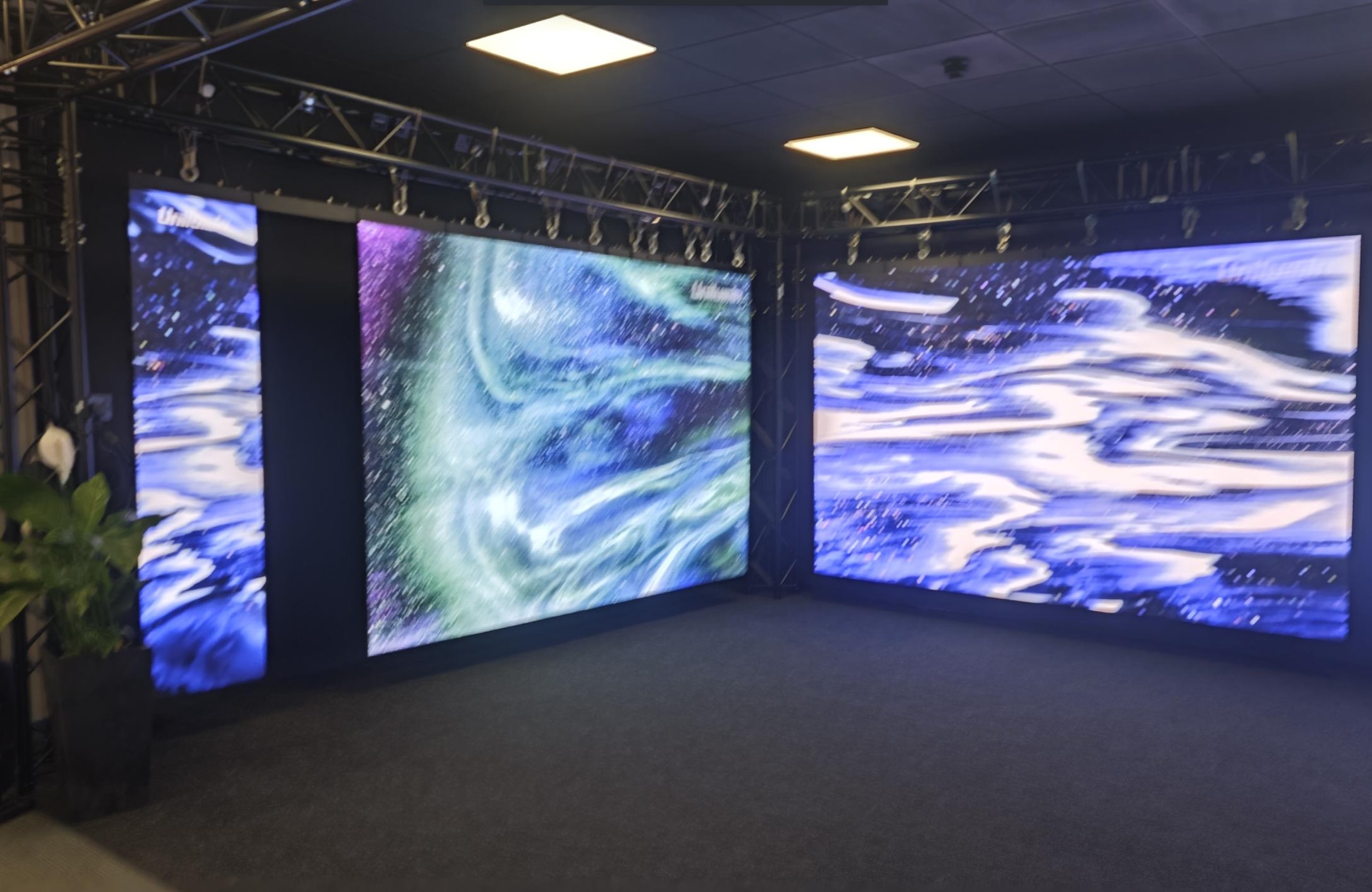 Large-format LED video wall demonstration studio at the West London LED showroom